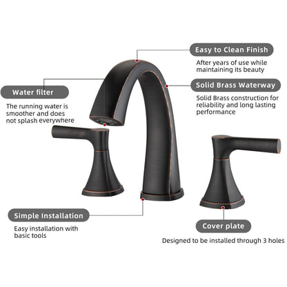 Proox 8 Widespread Bathroom SpotShield Basin Faucet w/ Drain Assembly