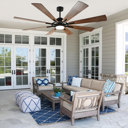 Ventilateur de plafond télécommandé avec lumières, grandes 8 pales en bois