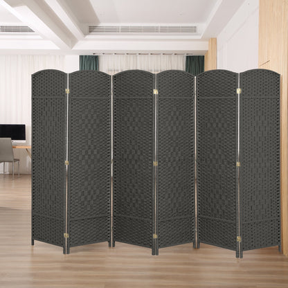 Paravent de séparation de pièce de 6 pieds de haut en fibre tissée, écran de confidentialité autoportant, écran pliant