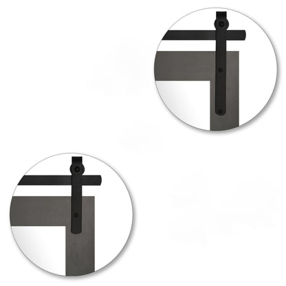 Rustic Farmhouse Mirror Vanity Mirror Solid Wood Frame with Metal Barn Style Mirror