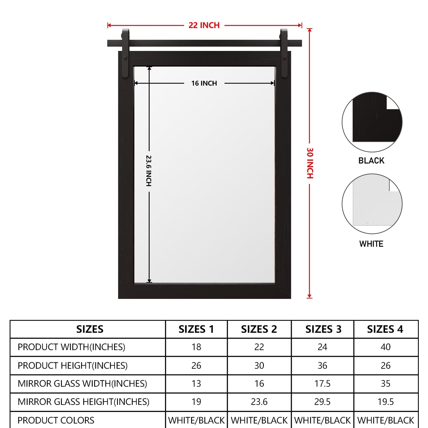 Rustic Farmhouse Mirror Vanity Mirror Solid Wood Frame with Metal Barn Style Mirror