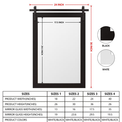 Rustic Farmhouse Mirror Vanity Mirror Solid Wood Frame with Metal Barn Style Mirror