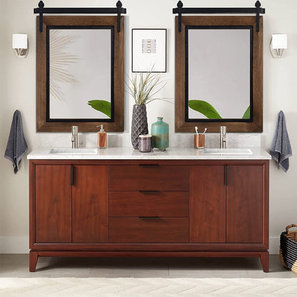 Farmhouse Barn Door Style Natural Wood Bathroom Vanity Wall Mirror