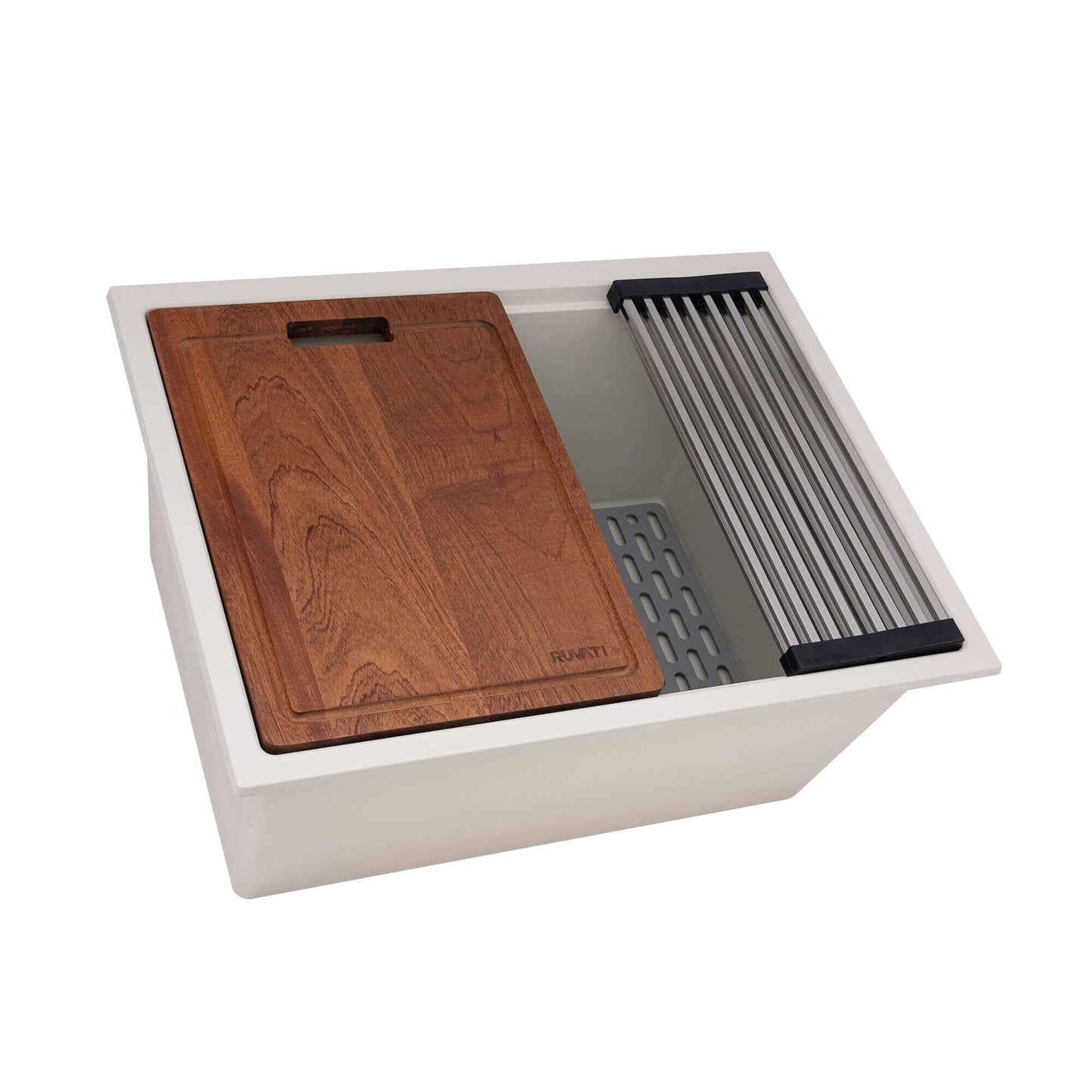 Évier de buanderie sous plan Ruvati epiRock Workstation 25 pouces, blanc chaud - RVG2321WB