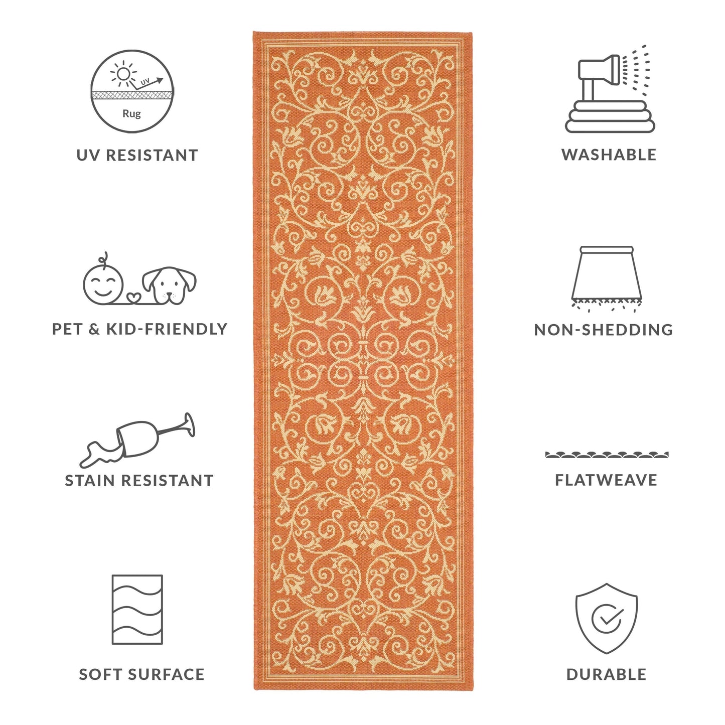 SAFAVIEH Courtyard Miljeta Indoor/ Outdoor Waterproof Patio Backyard Rug