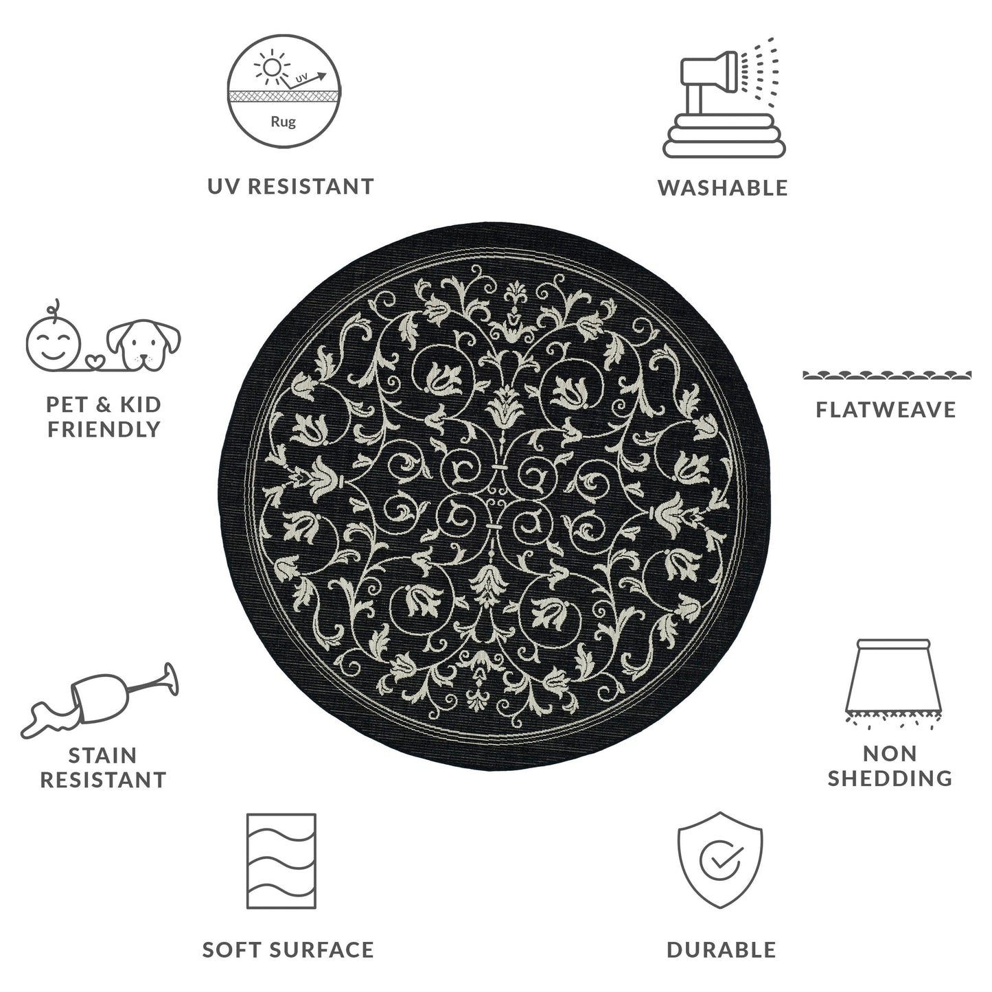 SAFAVIEH Courtyard Miljeta Indoor/ Outdoor Waterproof Patio Backyard Rug