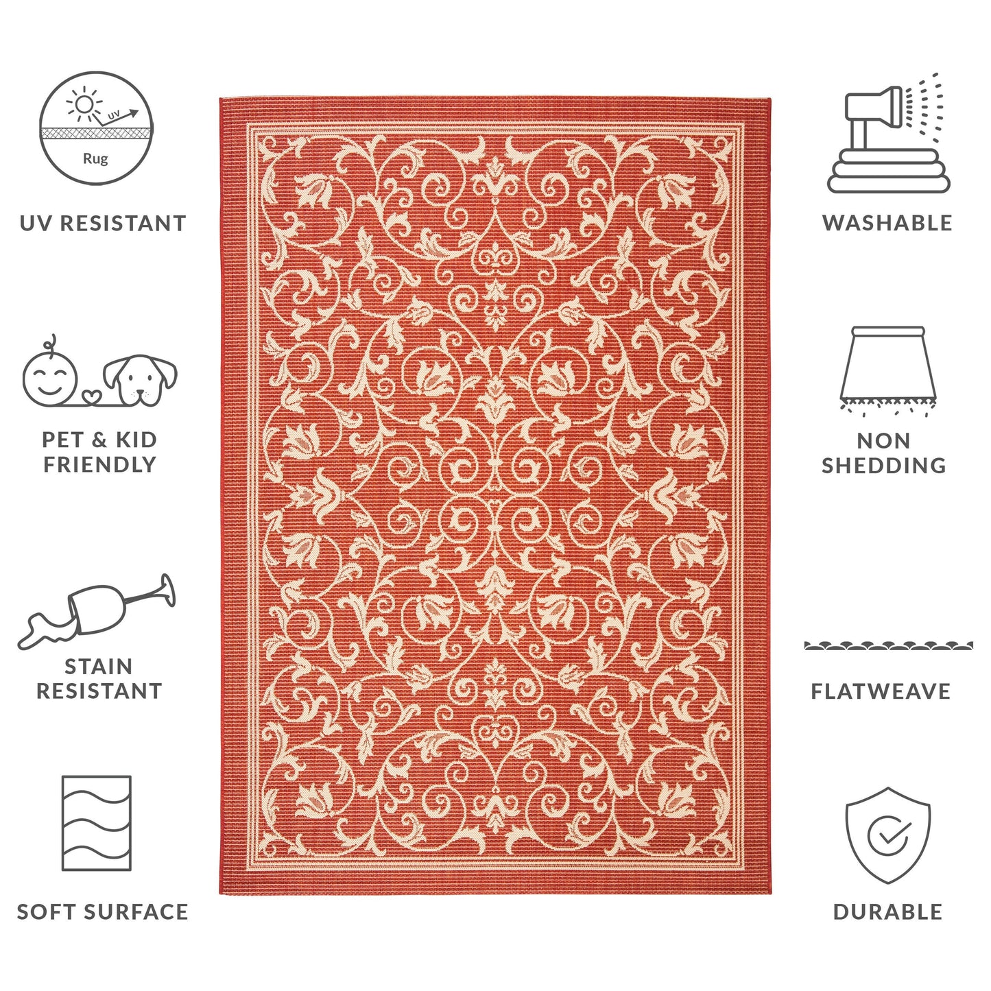 SAFAVIEH Courtyard Miljeta Indoor/ Outdoor Waterproof Patio Backyard Rug