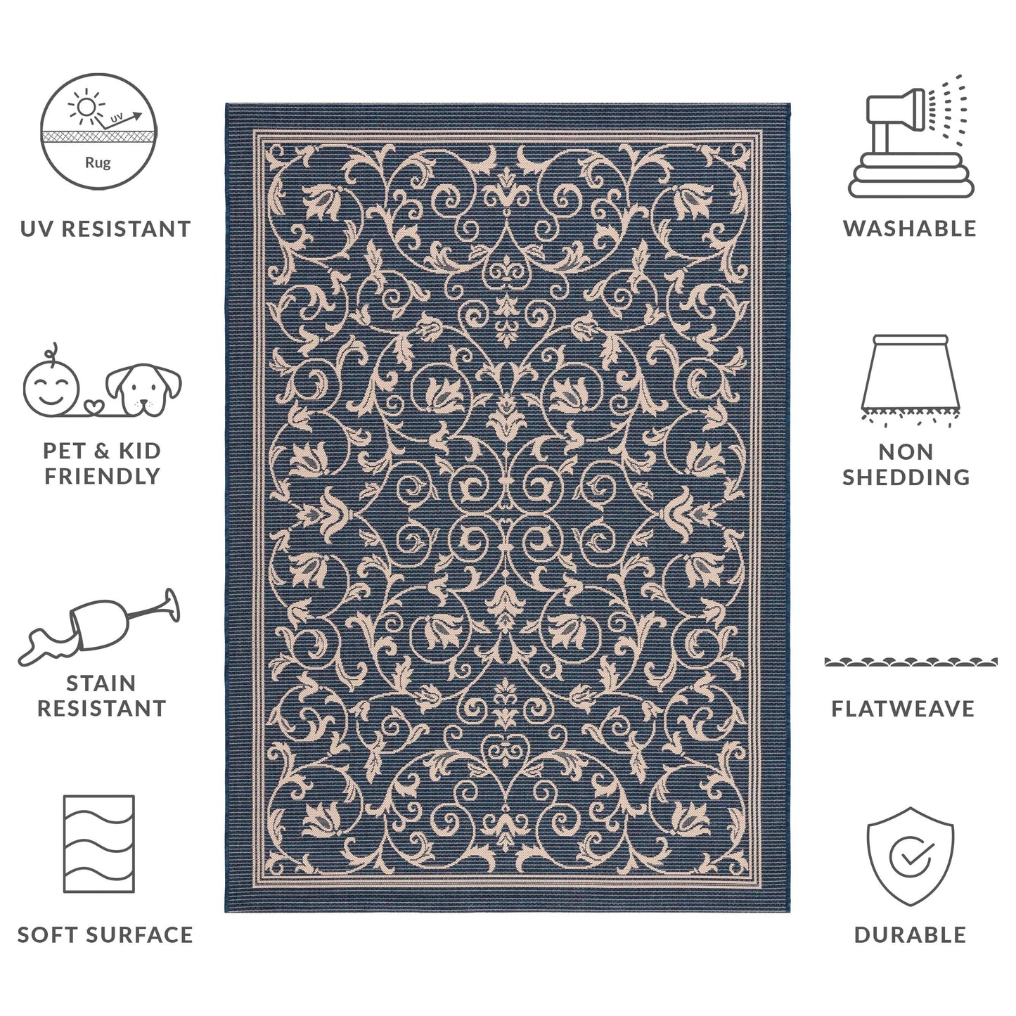SAFAVIEH Courtyard Miljeta Indoor/ Outdoor Waterproof Patio Backyard Rug