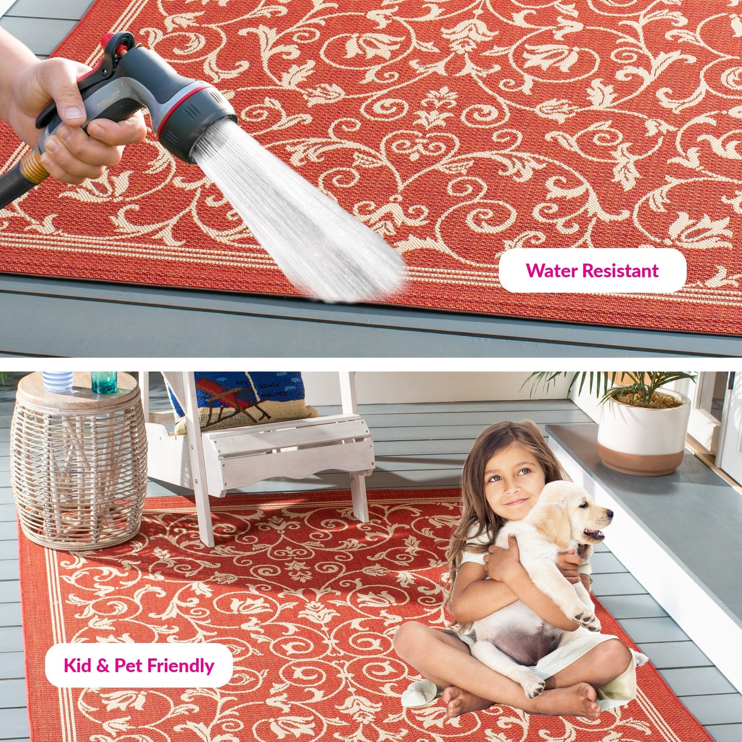 SAFAVIEH Courtyard Miljeta Indoor/ Outdoor Waterproof Patio Backyard Rug