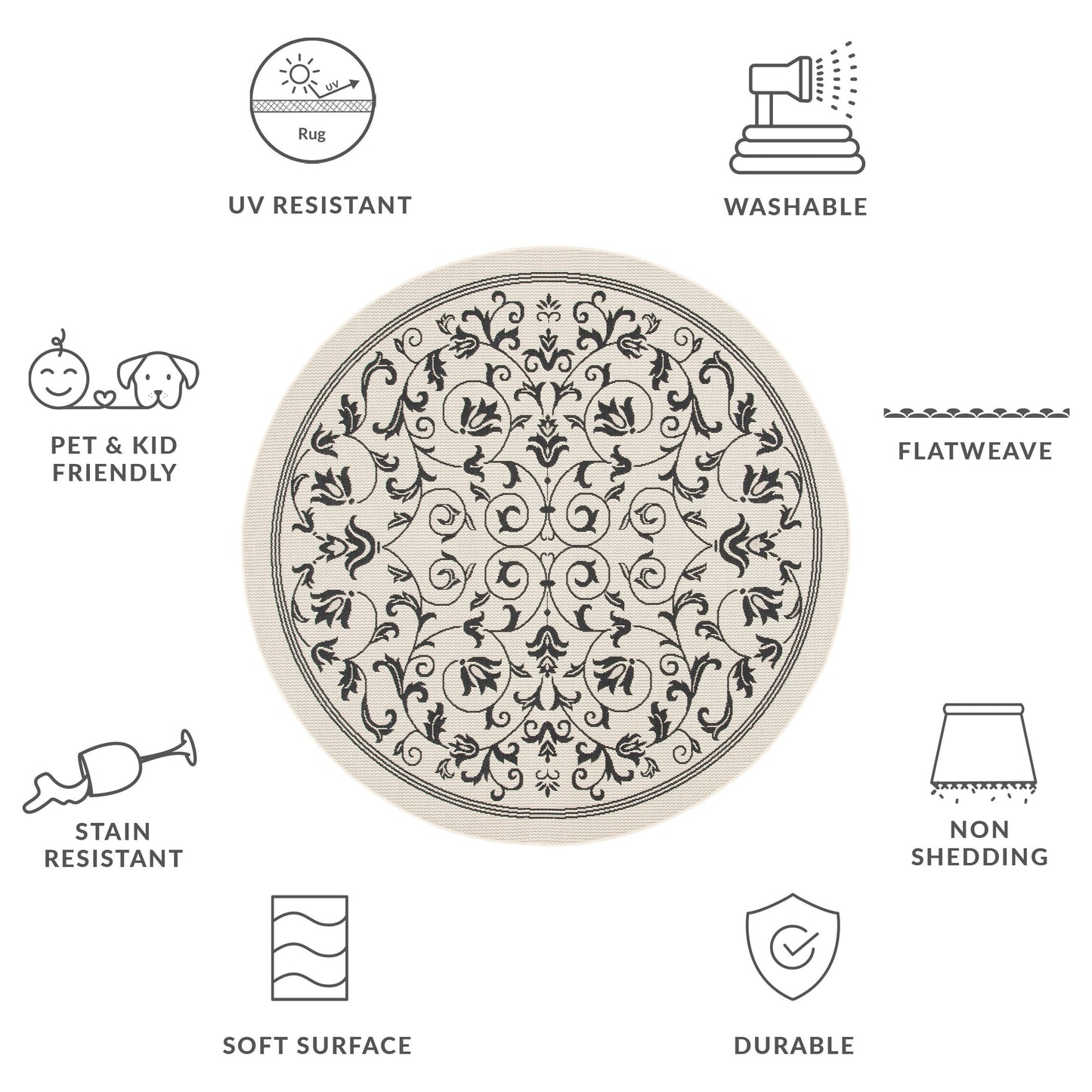 SAFAVIEH Courtyard Miljeta Indoor/ Outdoor Waterproof Patio Backyard Rug