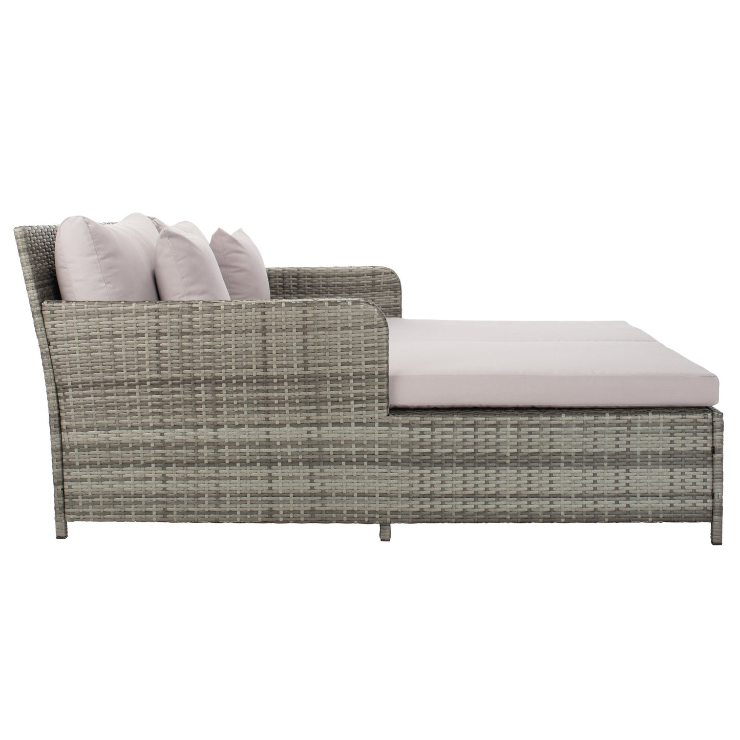 Lit de repos d'extérieur SAFAVIEH Taniyah en osier avec oreiller et coussins - 53 L x 28 P x 62 H