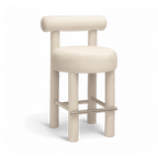 Tabouret de bar Arch en velours blanc cassé
