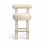 Tabouret de bar Arch en velours blanc cassé
