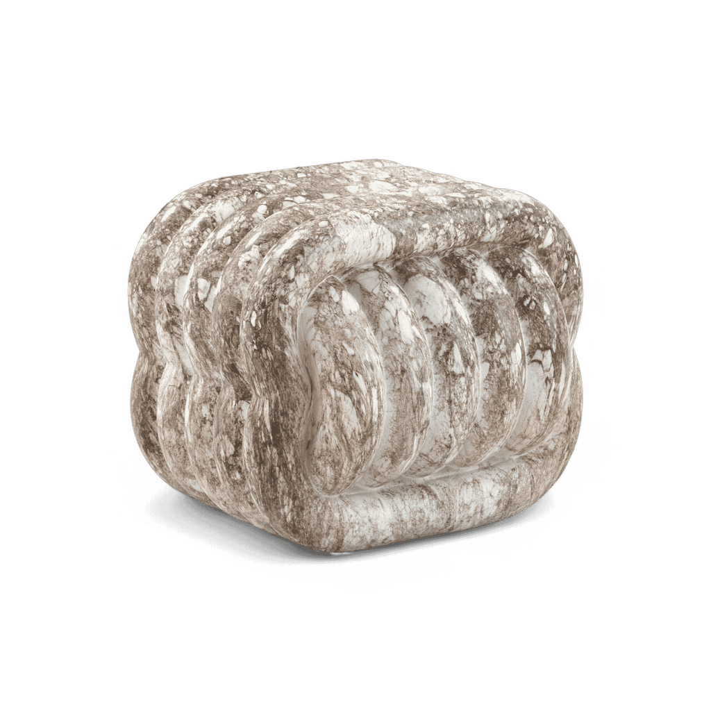 Tabouret d'appoint d'intérieur/extérieur en faux marbre Jasper Knot