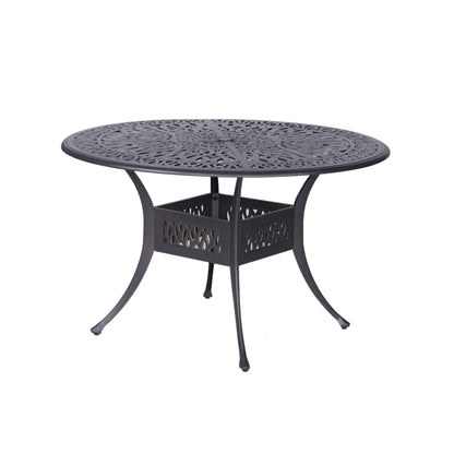 Ensemble de salle à manger rond Saratoga 5 pièces en aluminium avec coussins Sunbrella - Meilleur mobilier d'extérieur