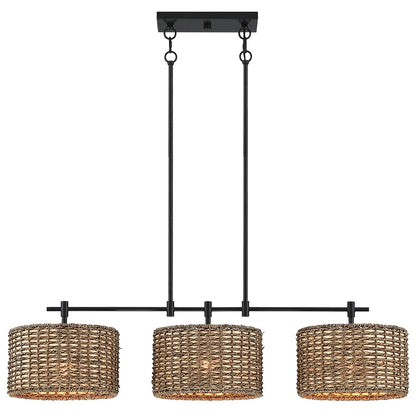 Lustre linéaire noir Sedgy à 3 lumières pour îlot de cuisine de style ferme - 41 W