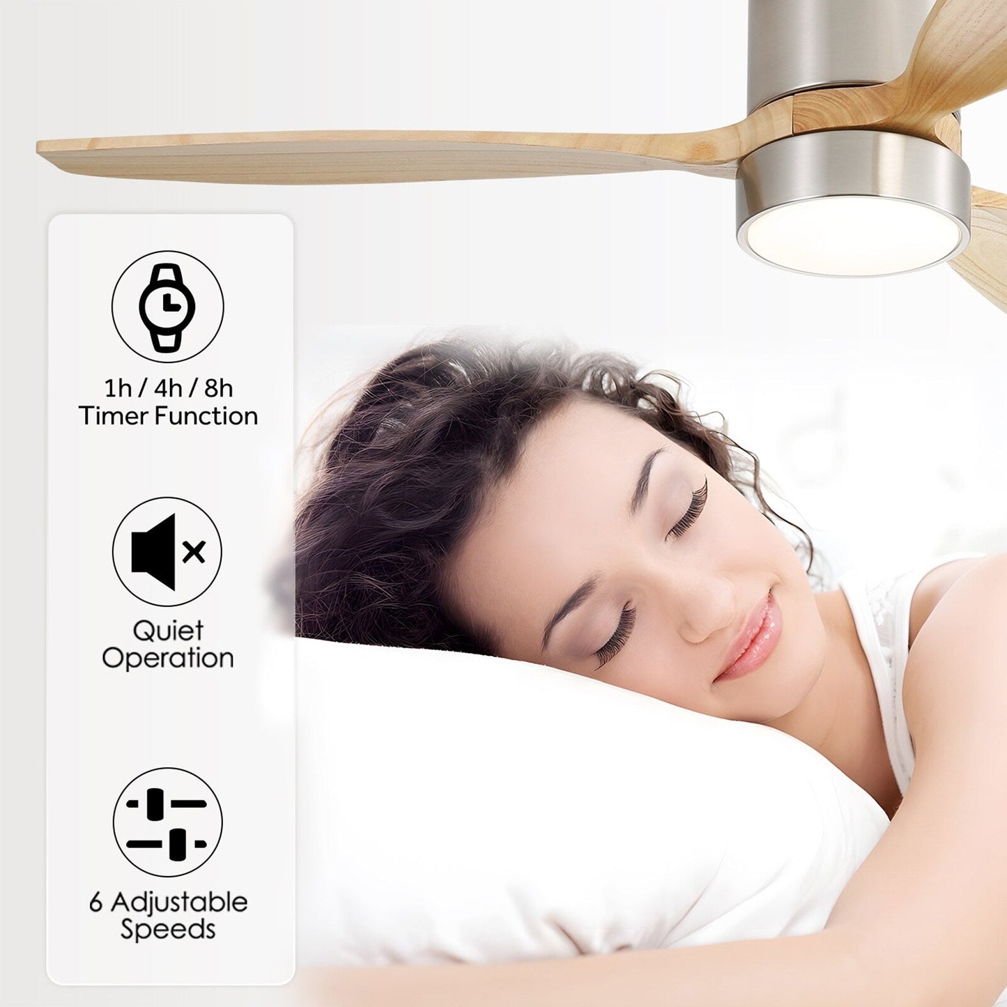 Ventilateur de plafond encastré Sofucor 52 pouces avec télécommande, moteur réversible et éclairage intégré en option