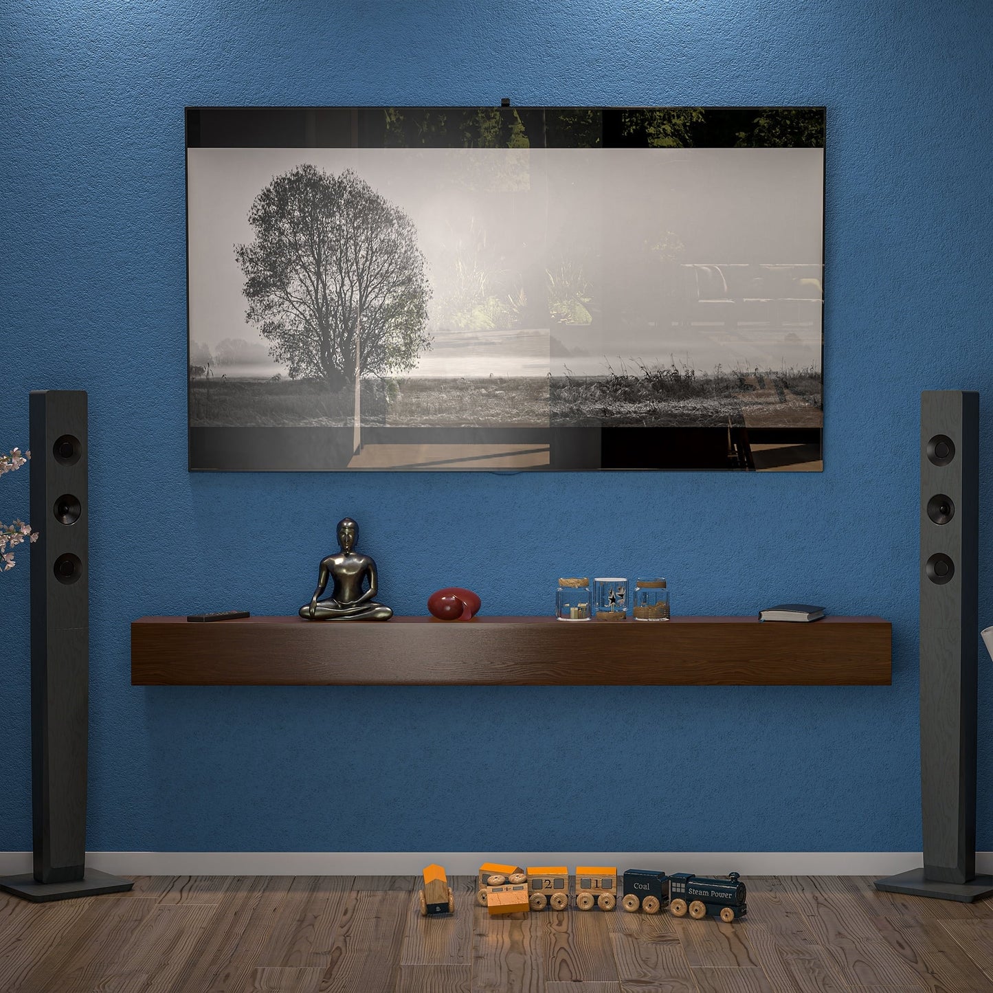 Étagère flottante murale pour manteau de cheminée en pin massif