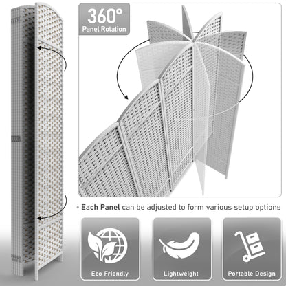 Séparateur de pièce Sorbus à 6 panneaux, cloison de séparation extra large et pliable, tissé à la main, à double charnière, en maille - 1,8 m