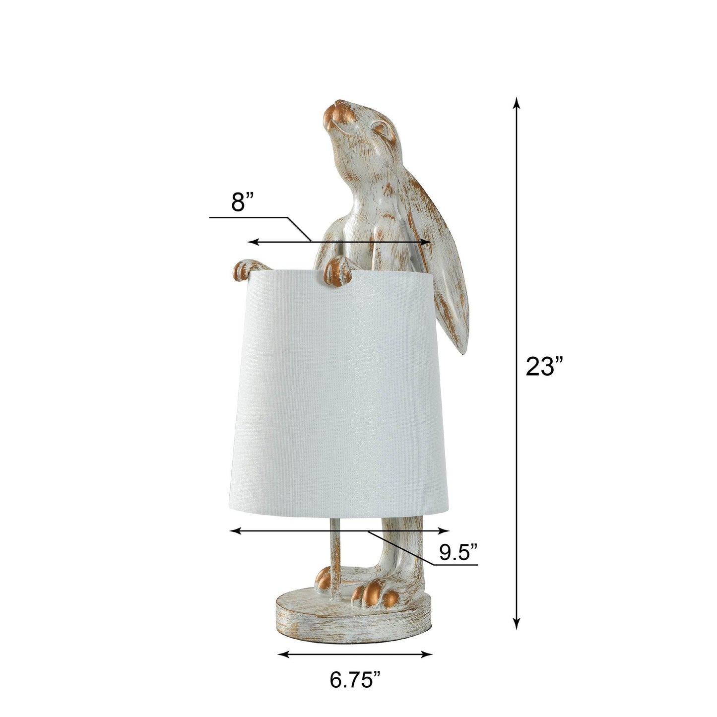 Lampe de bureau StyleCraft Malta en cuivre blanc délavé avec motif lapin