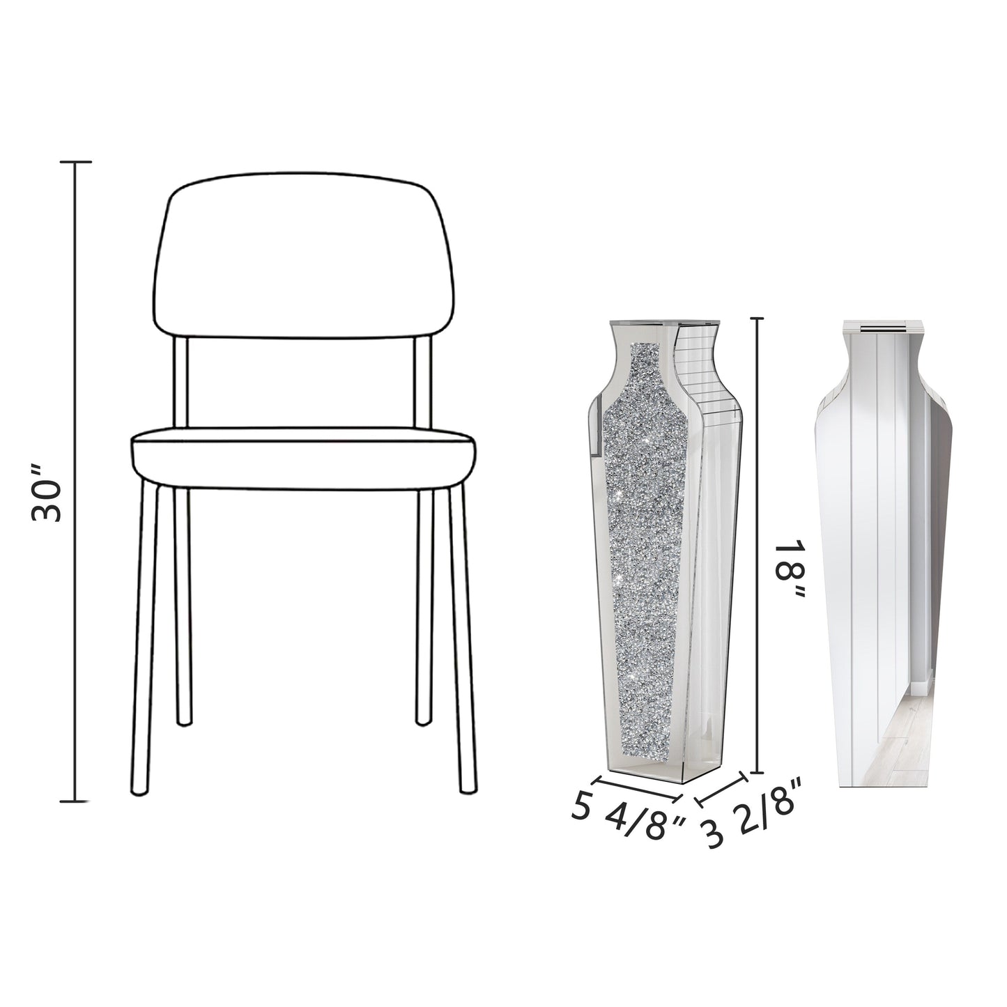 Grand vase de sol en diamant concassé