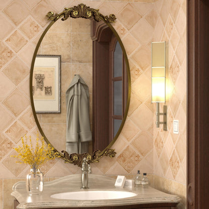 Oval Vintage Ornate Baroque Wall Mirror