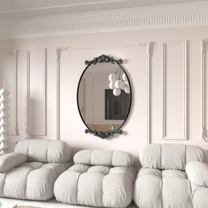 Oval Vintage Ornate Baroque Wall Mirror