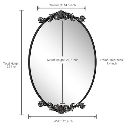 Oval Vintage Ornate Baroque Wall Mirror