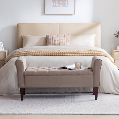 Banc de rangement rembourré, banc d'entrée avec dessus rabattable touffeté, 50,4 pouces