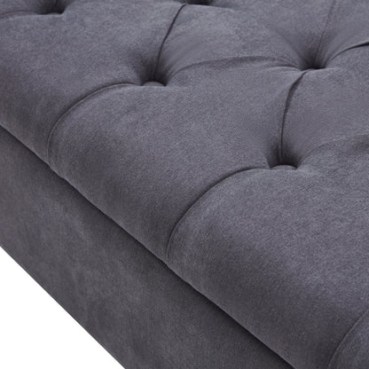 Banc de rangement rembourré, banc d'entrée avec dessus rabattable touffeté, 50,4 pouces