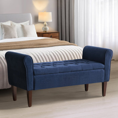 Banc de rangement rembourré, banc d'entrée avec dessus rabattable touffeté, 50,4 pouces