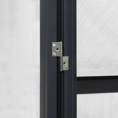 Serre de jardin en aluminium VEIKOUS avec ventilation de toit réglable et porte verrouillable, gris