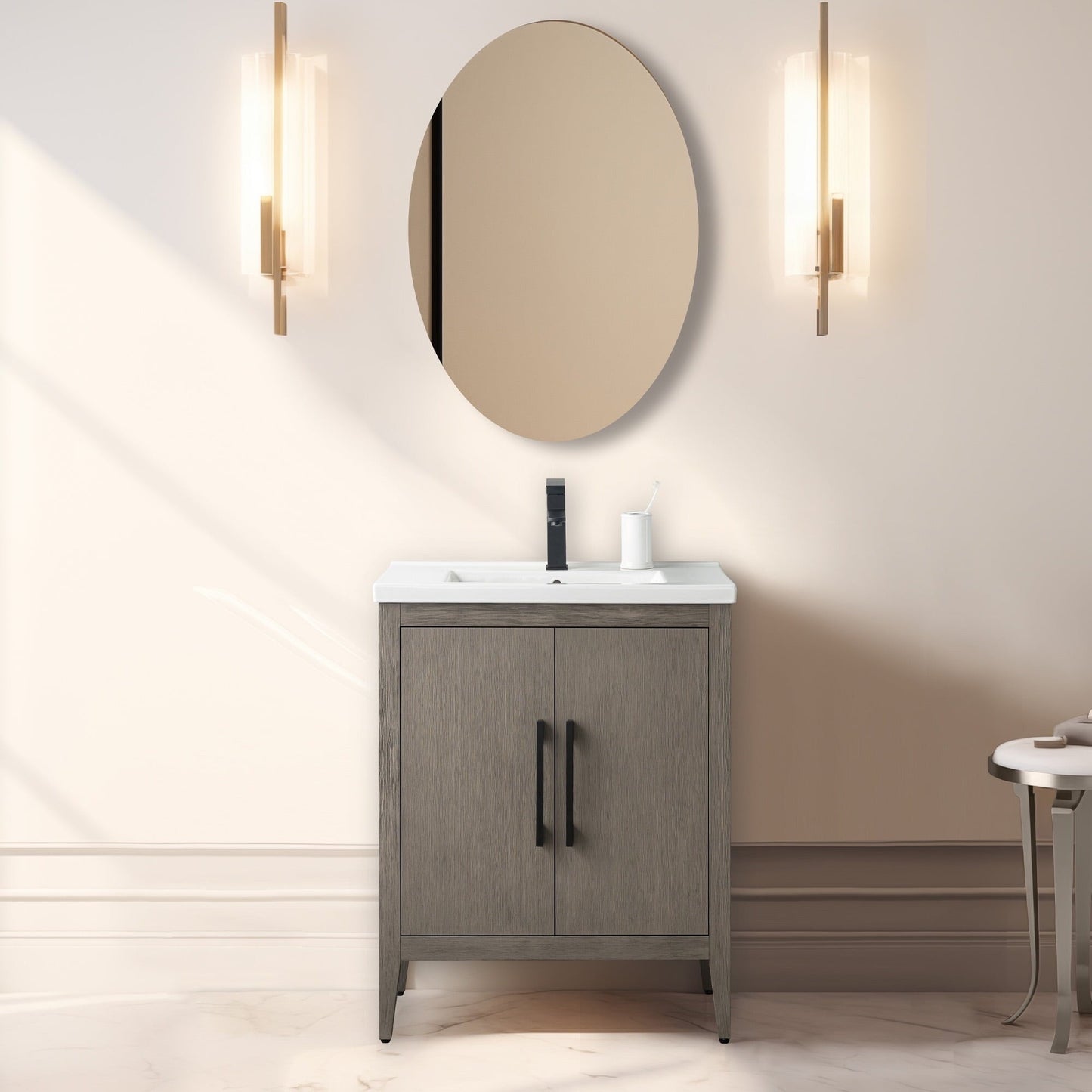Meuble-lavabo simple Vanity Art 20, 24 ou 30 avec dessus en céramique