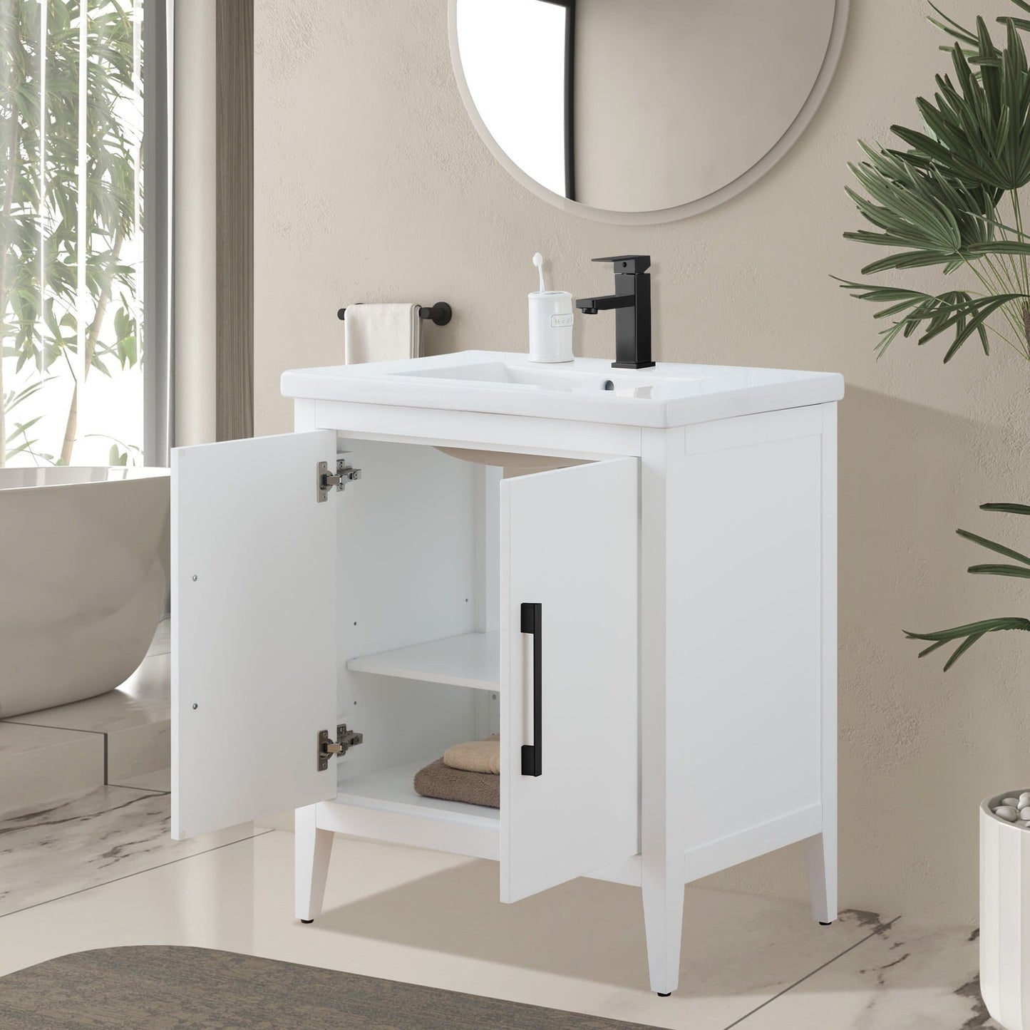 Meuble-lavabo simple Vanity Art 20, 24 ou 30 avec dessus en céramique