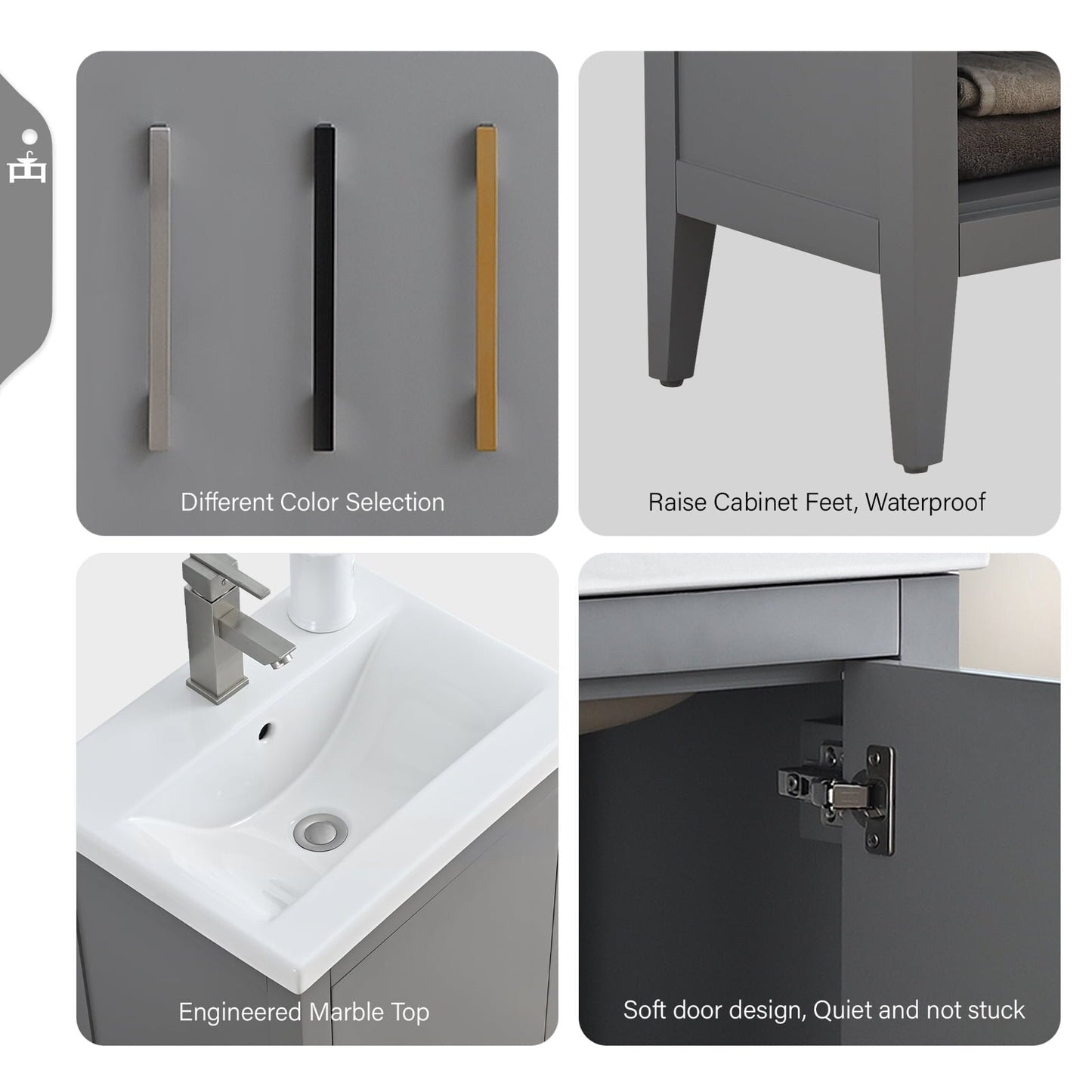 Meuble-lavabo simple Vanity Art 20, 24 ou 30 avec dessus en céramique