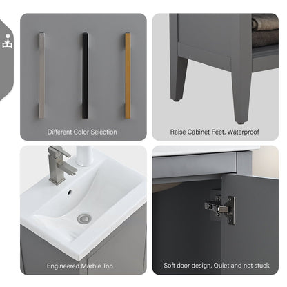 Meuble-lavabo simple Vanity Art 20, 24 ou 30 avec dessus en céramique