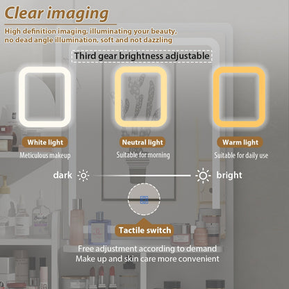 Ensemble de coiffeuse avec miroir et lampe, coiffeuse de maquillage avec tabouret