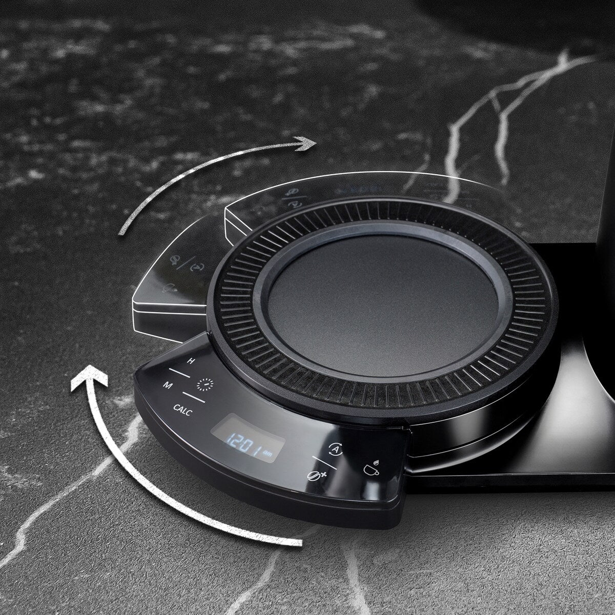 Cafetière filtre Vision Luxe 12 tasses avec tableau de bord rotatif