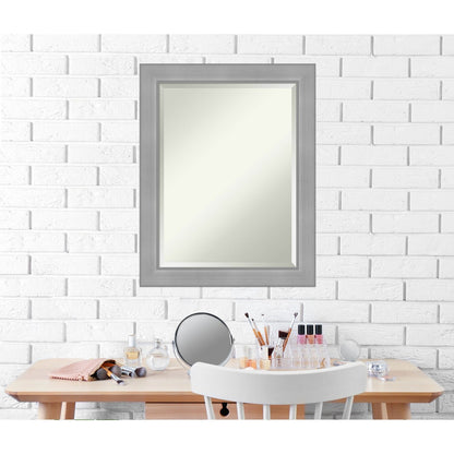 Beveled Bathroom Wall Mirror - Vista Brushed Nickel Frame