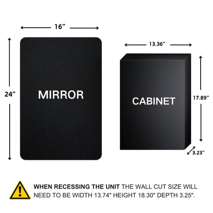 Armoire à pharmacie encastrée TEHOME WH avec miroir et étagères réglables