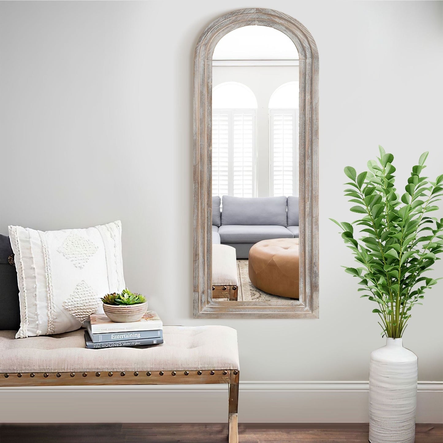 Miroir mural en bois de style échelle - 64 x 21 cm