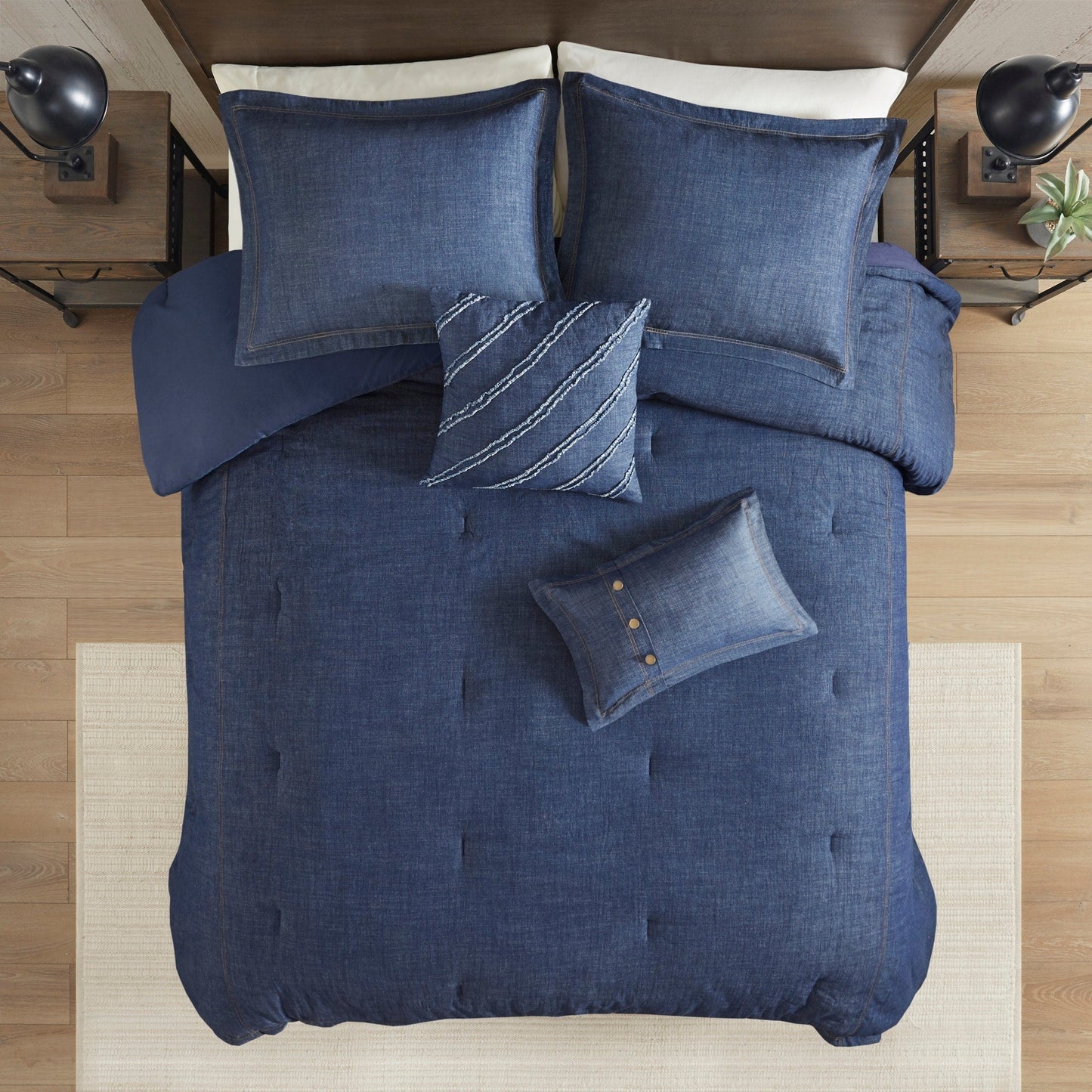 Parure de couette surdimensionnée et rembourrée en denim bleu Woolrich Perry