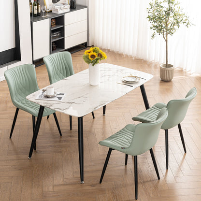 Lot de 2 chaises de salle à manger modernes en cuir rembourré sans accoudoirs