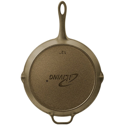 iLiving Seasoned Modern Heirloom Mirror Polished Cast Iron Skillet Pan 12 (2.7/3.7L)