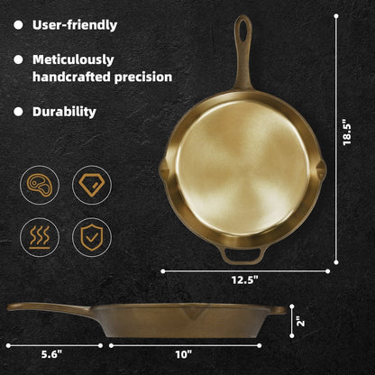 iLiving Seasoned Modern Heirloom Mirror Polished Cast Iron Skillet Pan 12 (2.7/3.7L)