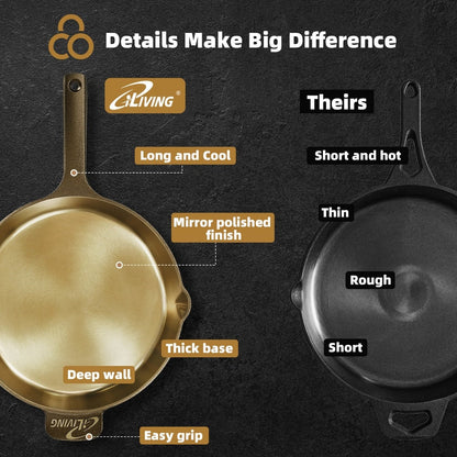 iLiving Seasoned Modern Heirloom Mirror Polished Cast Iron Skillet Pan 12 (2.7/3.7L)