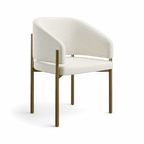 Chaise de salle à manger Oxford blanc cassé et cadre en laiton
