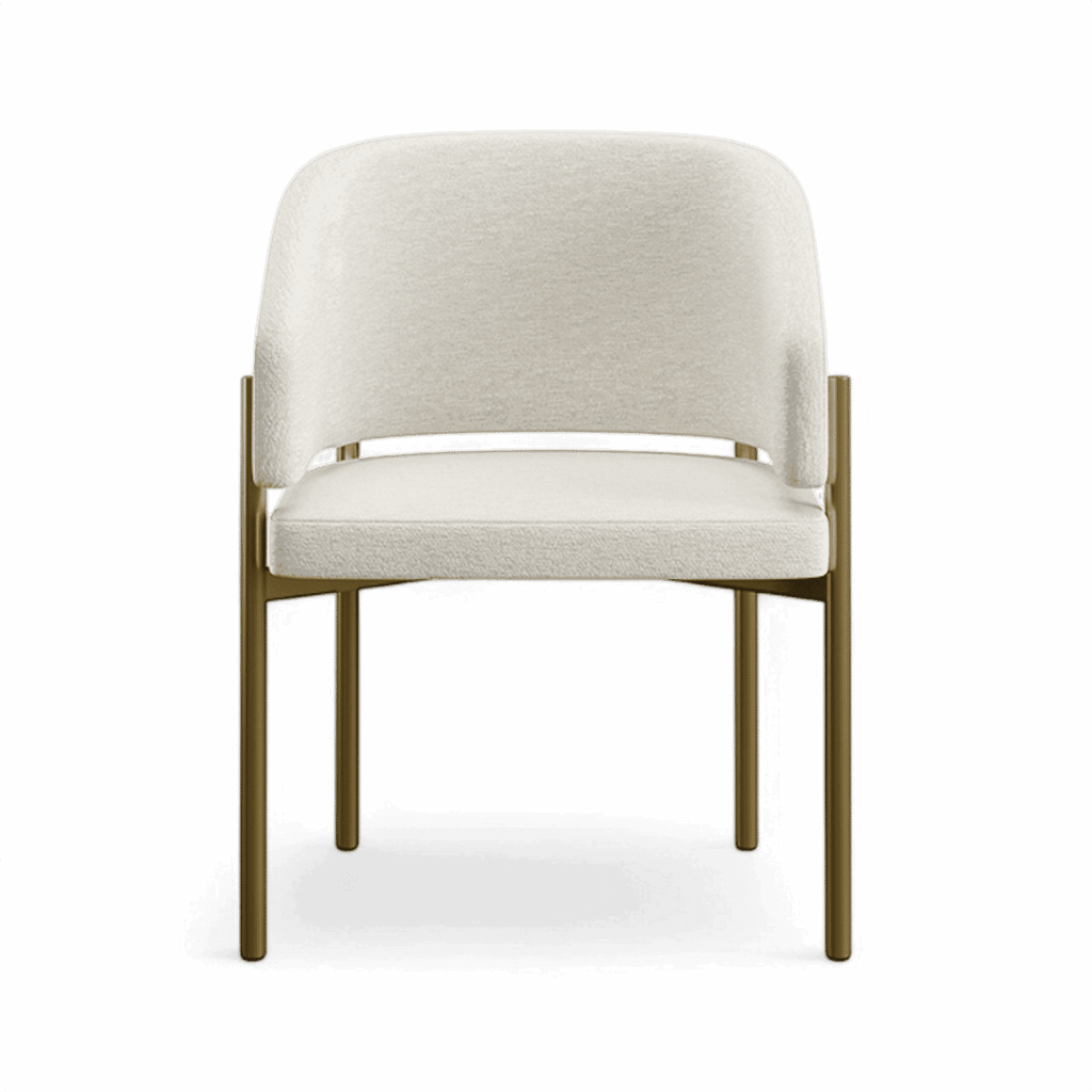 Chaise de salle à manger Oxford blanc cassé et cadre en laiton