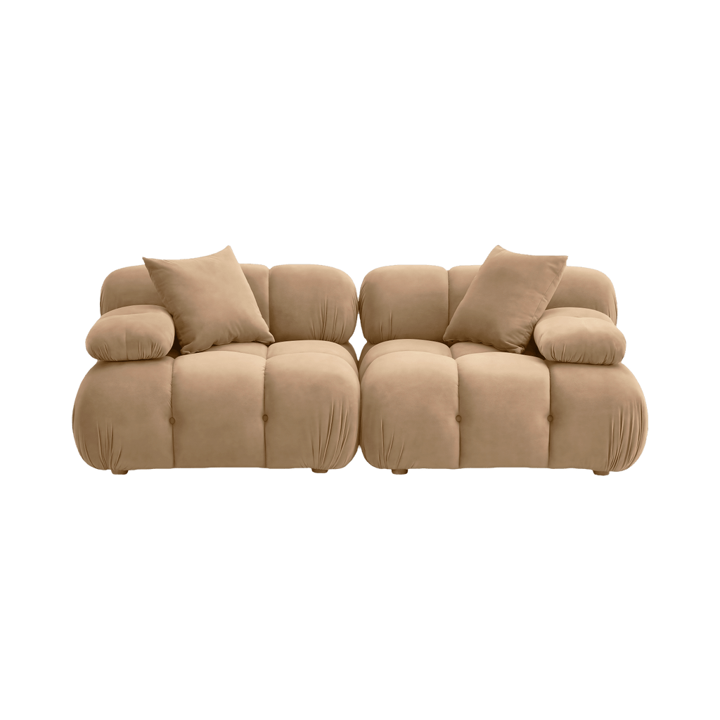 Causeuse modulaire en velours camel Solace