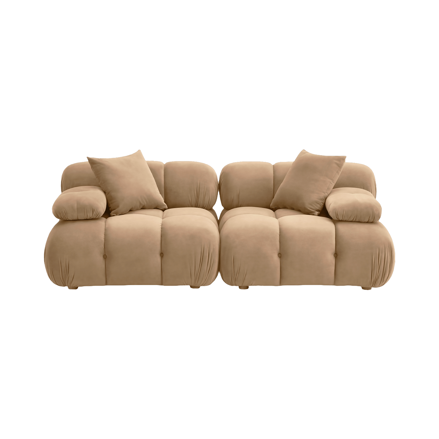 Causeuse modulaire en velours camel Solace